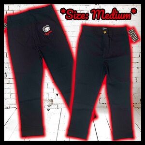 NWT: Betty Boop - Black Betty Boop Embroidered Rachelle Capri Pants (SIZE: M)